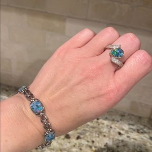 Genuine Opal Bracelet & Ring in SS